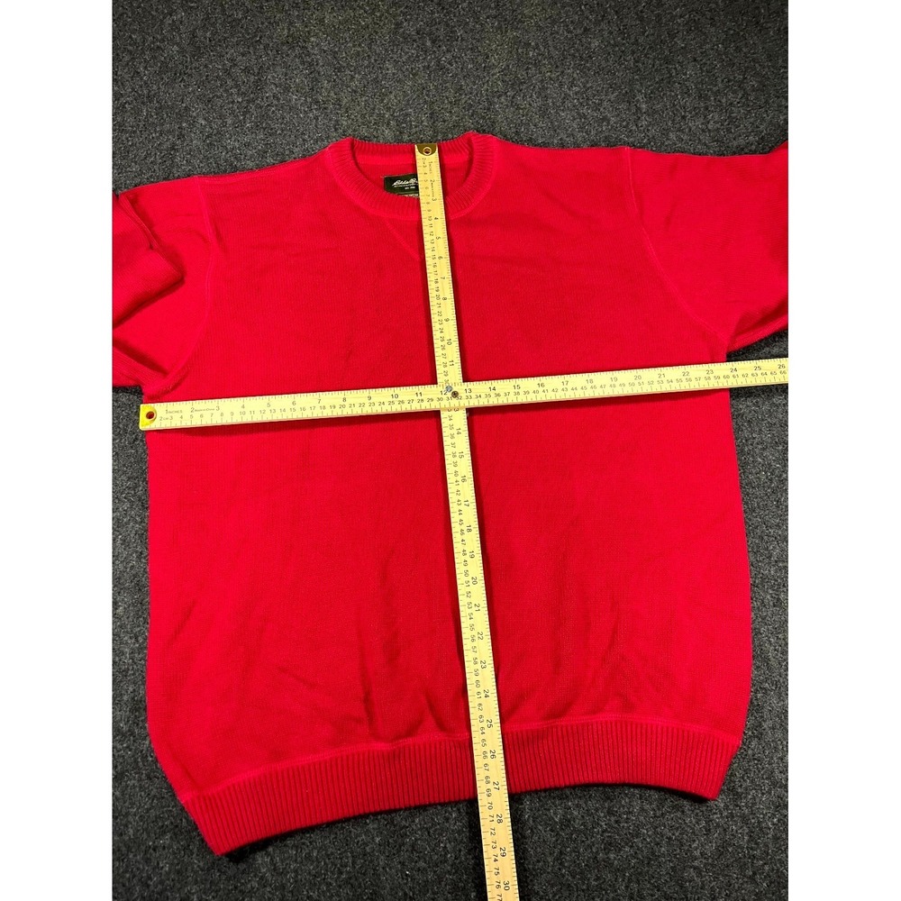 Eddie Bauer Sweater Men XL Red Cotton Tight Knit Ribbed Crew Neck Casual Outdoor - Picture 8 of 9